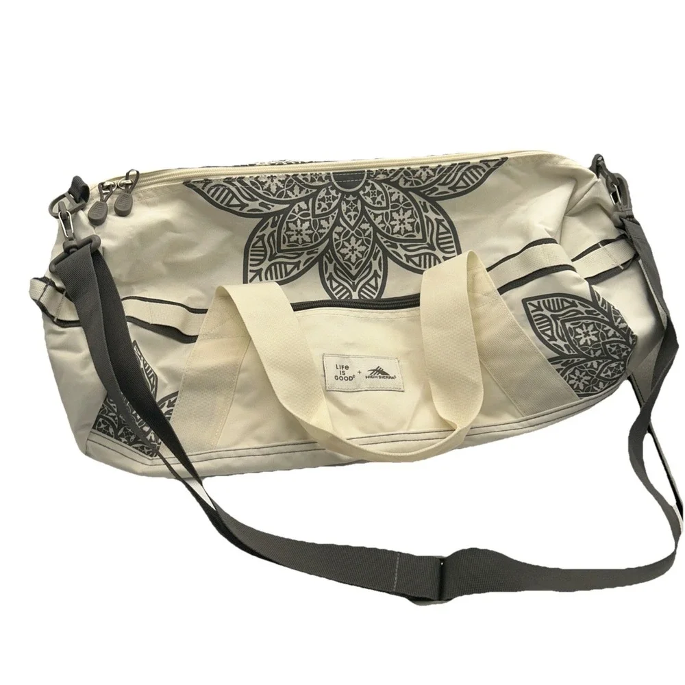 New Life Is Good x High Sierra Mandala Cargo Duffle Bag Zip Putty White #753
